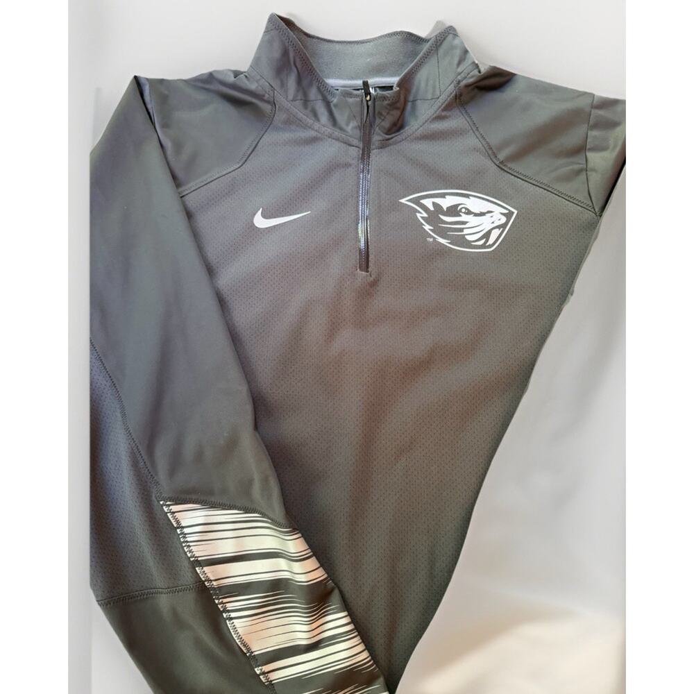 Oregon State Beavers Jacket Mens S Gray Nike Windbreaker1/4 Quarter Zip Pullover